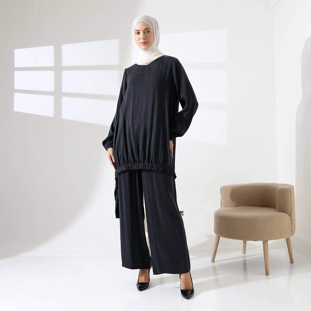 1381 İPEK KUPRA PANTOLONLU TAKIM