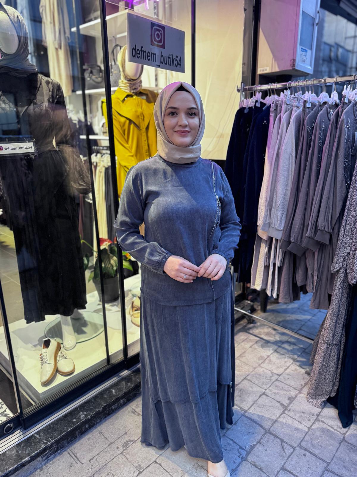 1369 clemence cupra kumaş etekli takım