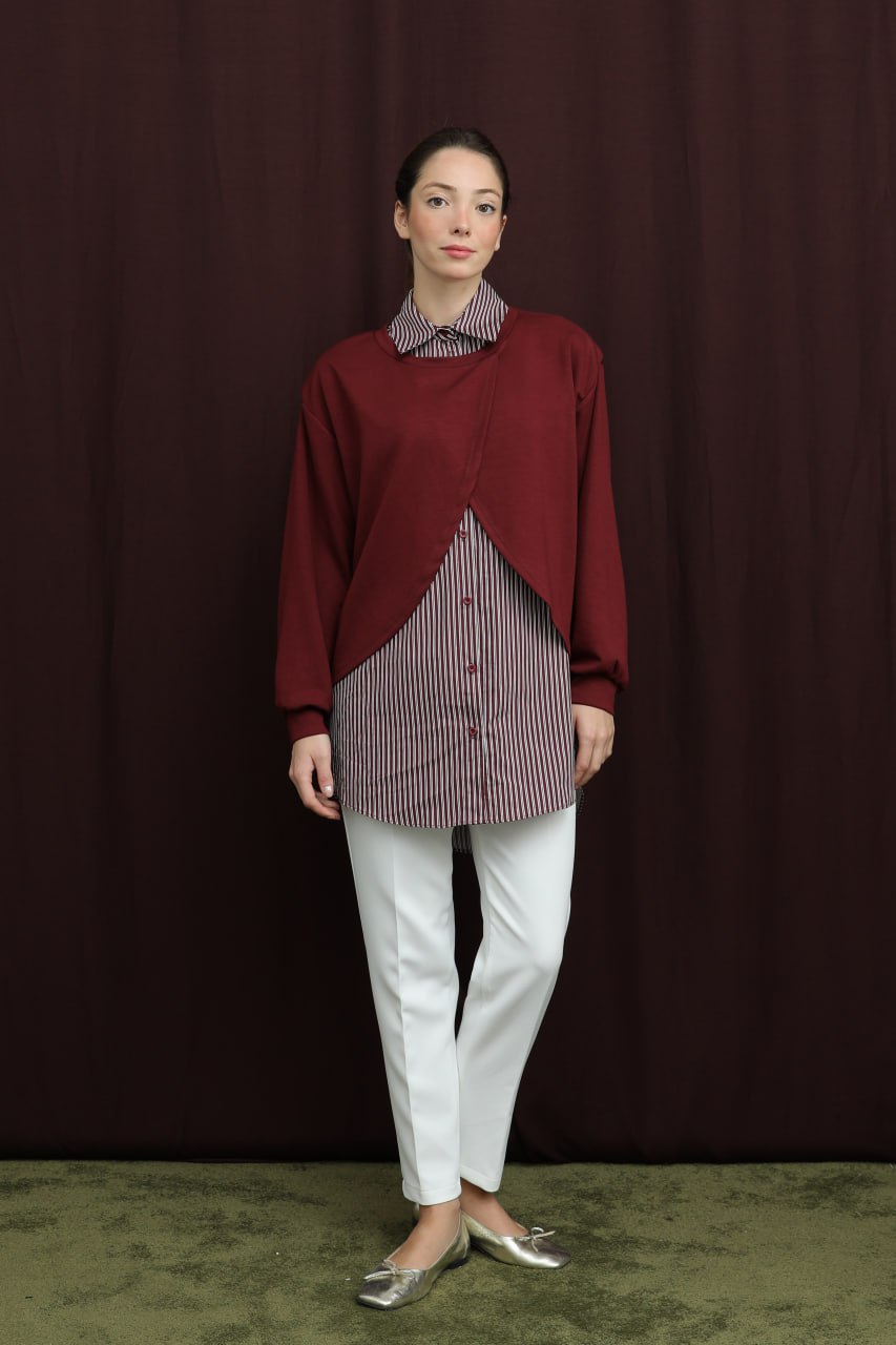 PUANE ÇİZGİ DETAYLI TUNİK