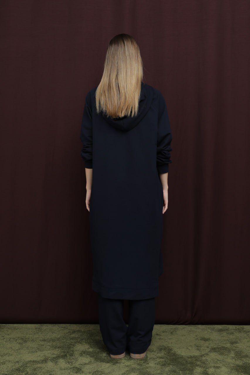 Kadın Aplike Detaylı Fermuarlı Kapüşonlu Takım